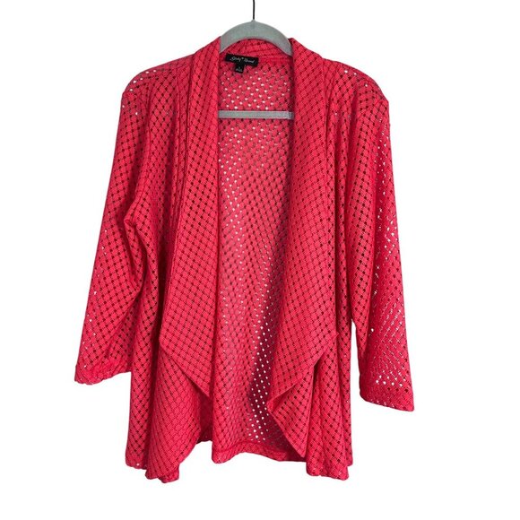 Slinky Brand Top Women L Pink Cardigan Preppy Classic Boho Western Mature Argyle - Picture 1 of 9